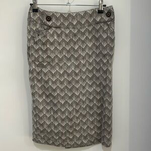 Tory Burch Women's Tweed Herringbone Pencil Skirt - Brown/Cream - Size 8